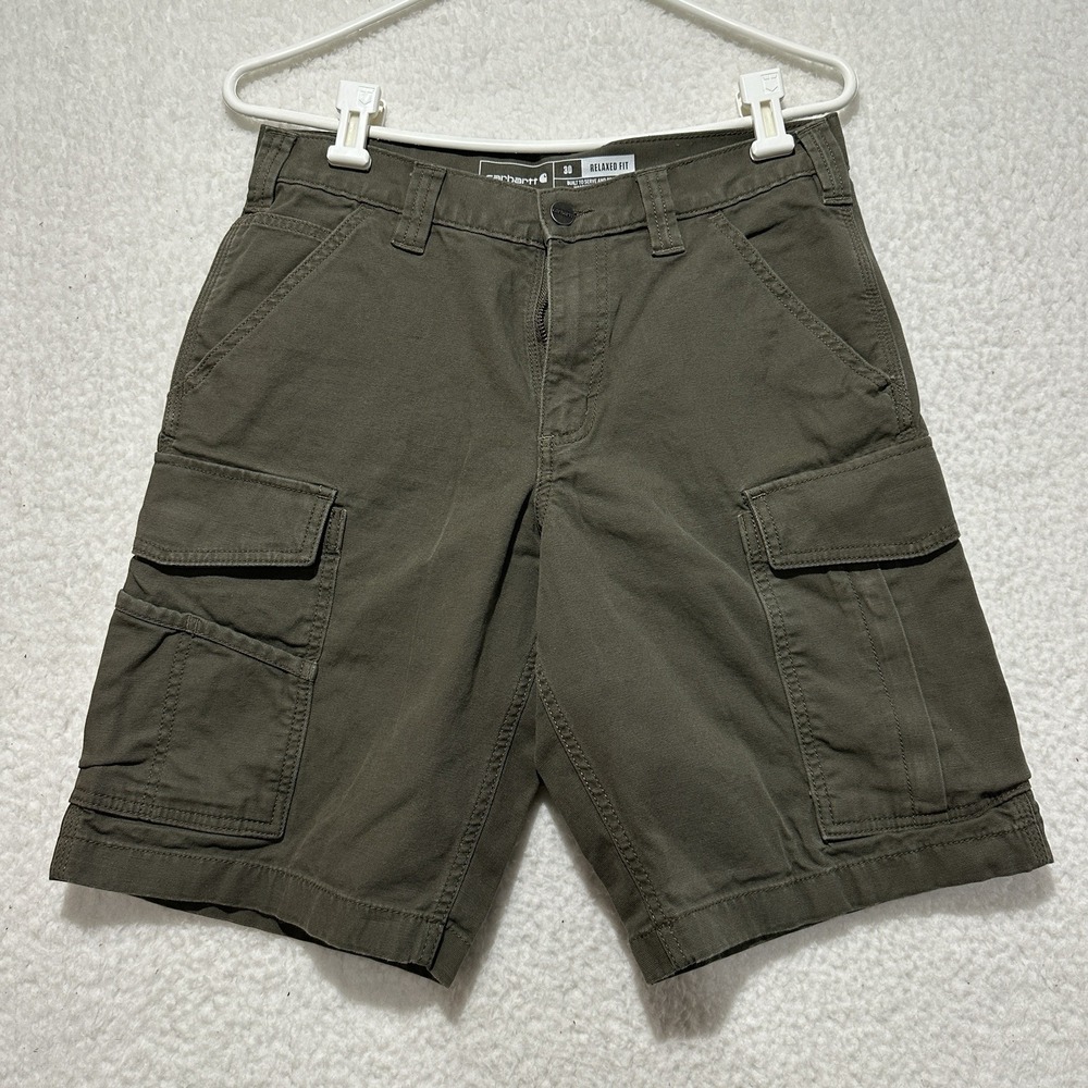 Carhartt Rugged Flex Relaxed Fit Canvas Work Shorts Green BS3542-M Sz 30